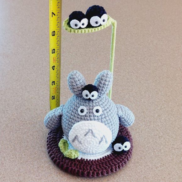 Handmade Totoro Crochet Plush Stuffed Animal Statue Display - Picture 7 of 9